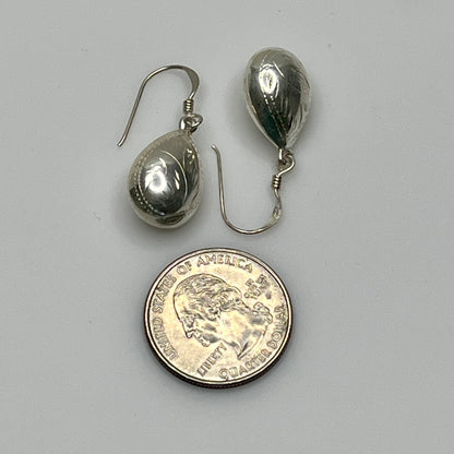 Classic puff teardrop earrings in polished sterling silver