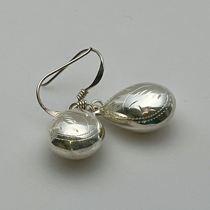 Lightweight teardrop sterling earrings with engraved detail
