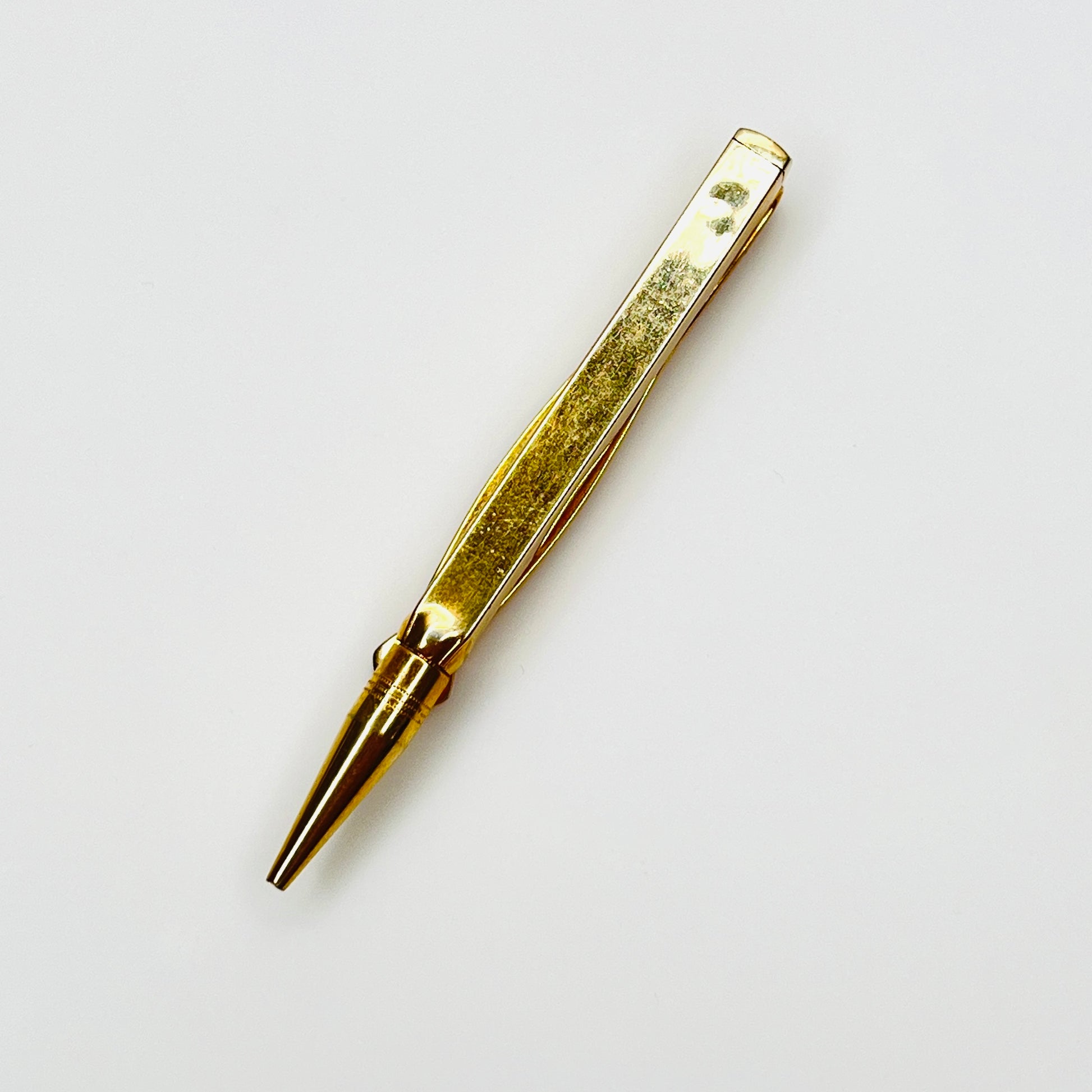 Vintage Swank gold tone retractable pencil tie clip signed Swank