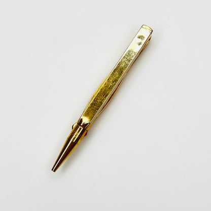 Vintage Swank gold tone retractable pencil tie clip signed Swank