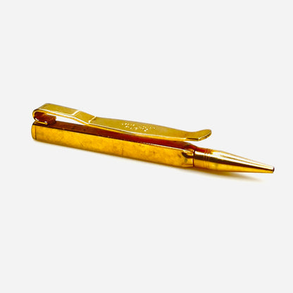 Side view of vintage Swank retractable pencil tie clip showing pencil mechanism