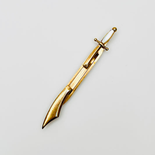 Vintage Swank saber tie bar with mother of pearl handle