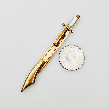 Vintage Swank saber tie bar with mother of pearl handle