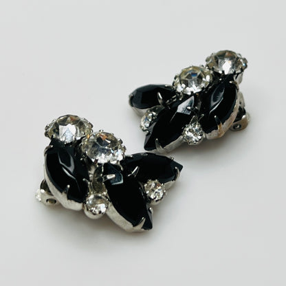 1950s Weiss earrings with leaf-shaped rhinestone cluster