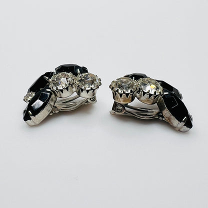 1950s Weiss earrings with leaf-shaped rhinestone cluster