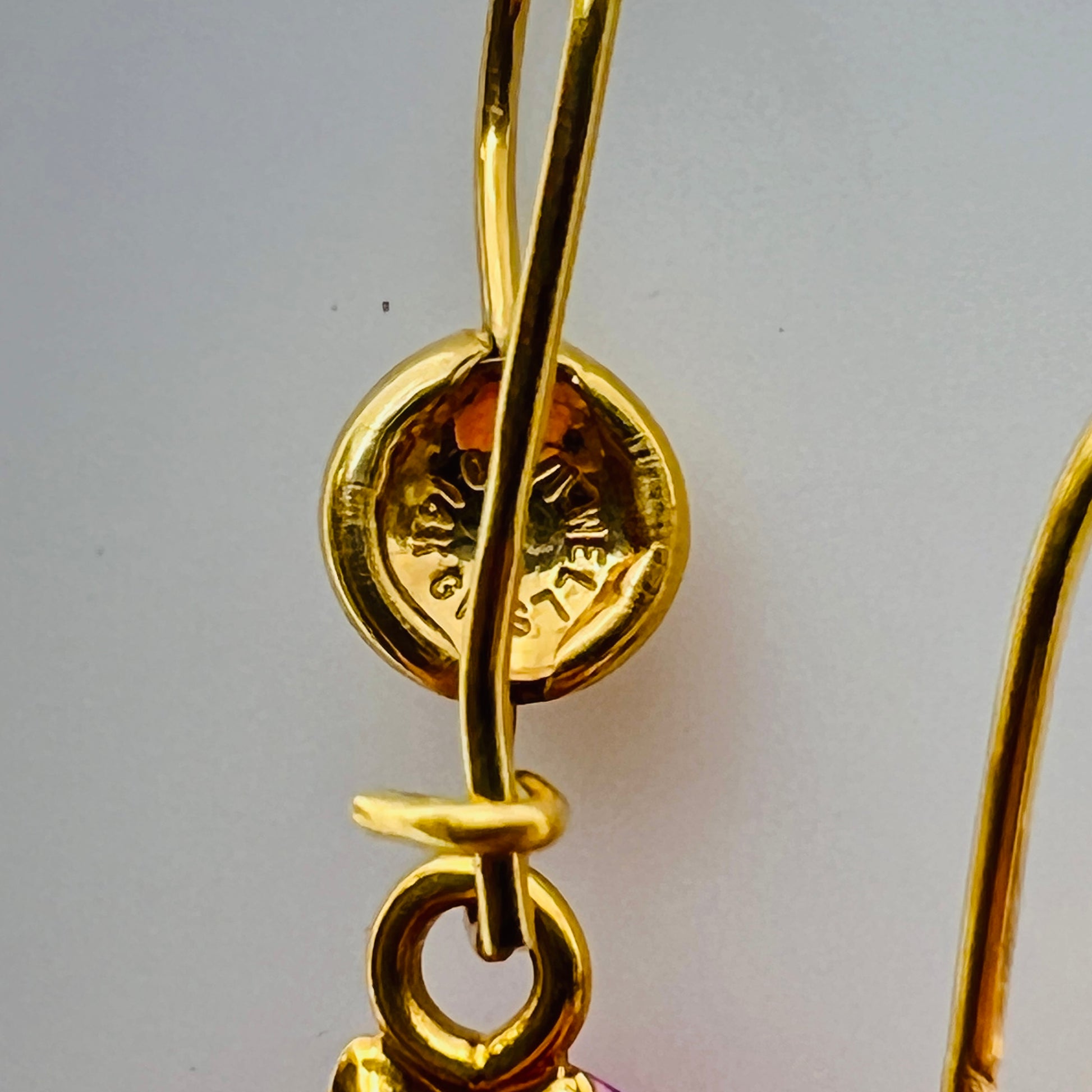 Vintage Wells 14K gold-filled earrings with prong-set pink Austrian crystal dangles