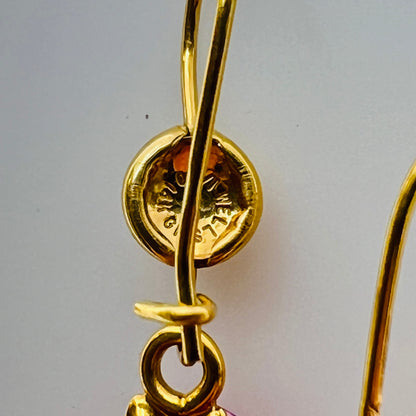 Vintage Wells 14K gold-filled earrings with prong-set pink Austrian crystal dangles