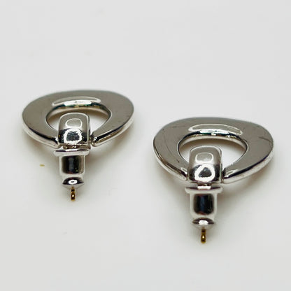 Vintage silver tone door knocker pierced earrings 1980s